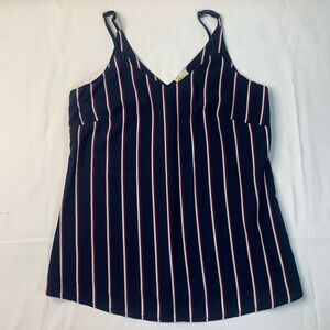JAPNA Spaghetti Strap Vertical Stripes V-neck Tank Top